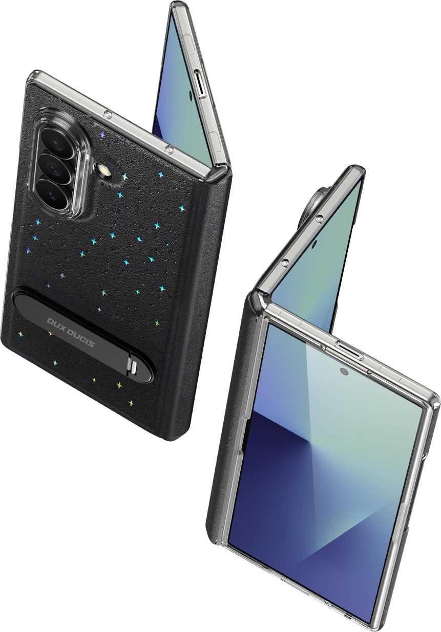 Mbështjellës Dux Ducis Stex për Samsung Galaxy Z Fold 7, me stand 360°, me xham të temperuar, i zi