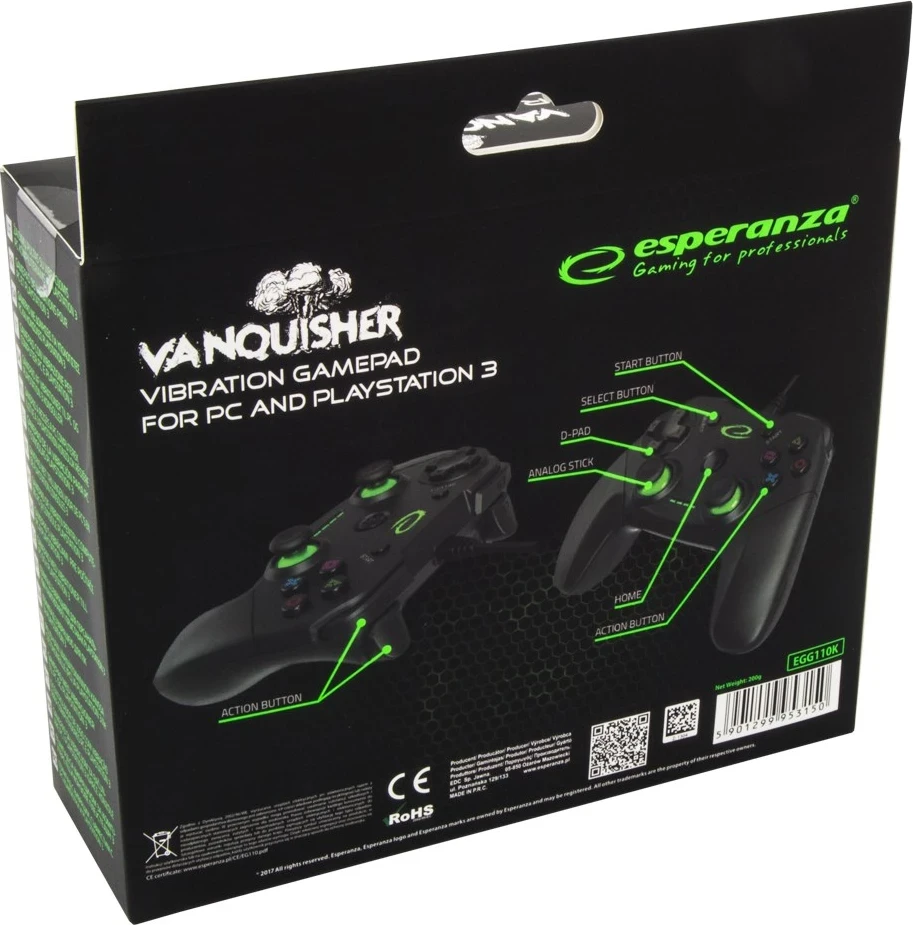 Kontroller gaming Esperanza EGG110K Playstation 3, i zi