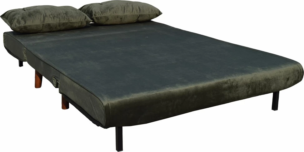 Divan i palosshëm dy vendësh, kadife, ngjyrë ulliri, 121x90x80cm