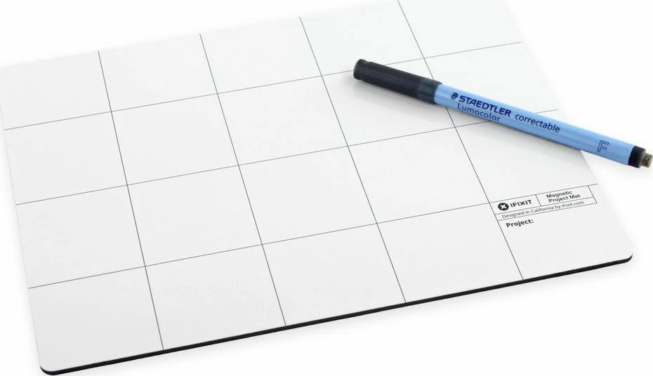 Mat magnetik për riparim iFixit Magnetic Mat Pro EU145167-4 20x25 cm, me marker Staedtler Lumocolor, set 2 copë, e bardhë