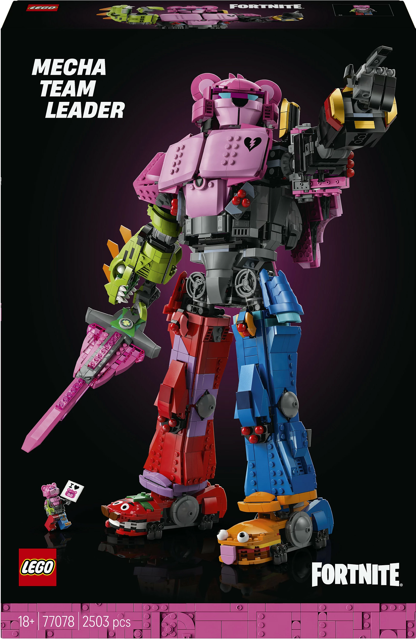 Set ndërtimi LEGO Fortnite Mecha Team Leader 77078, 2503 copë, figurë mech 45 cm, multikolor