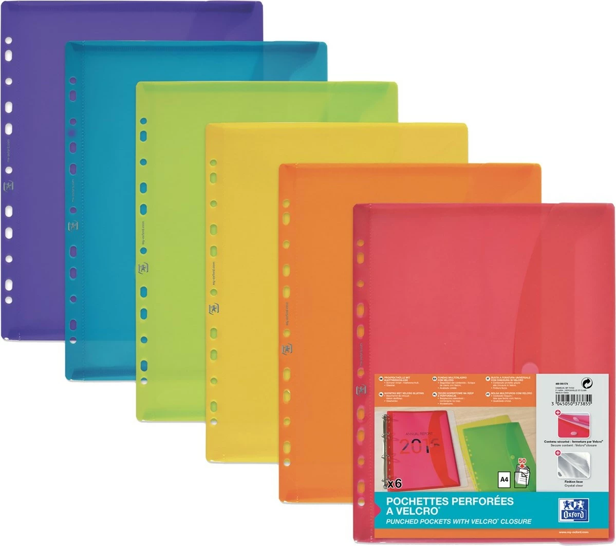 Set xhepa dokumentesh OXFORD A4, 6 copë, ngjyra të përziera