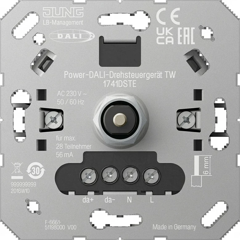 Kontrollues rrotullues DALI Jung 1741DSTE, 230V AC, Tunable White (TW)