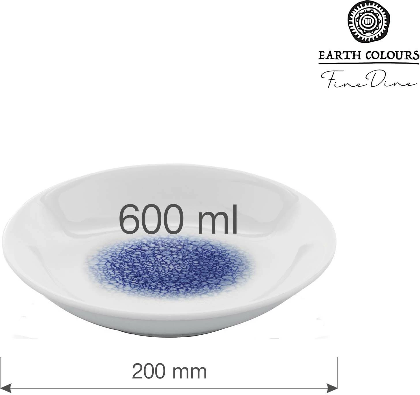 Tas porcelani Fine Dine Serenity 200 mm 600 ml, blu, set 6 copë