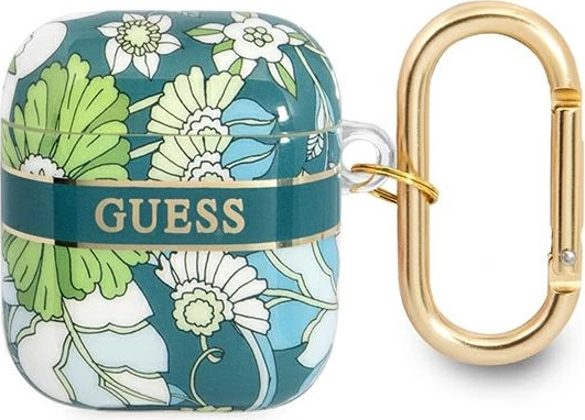 Mbështjellës Guess GUA2HHFLN për AirPods, Flower Strap Collection, i gjelbër