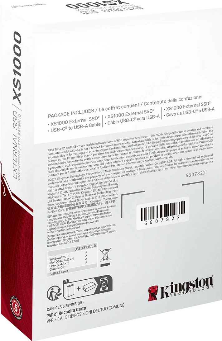 SSD Kingston XS1000 1TB, USB 3.2 Gen 2, Ngjyrë e zezë