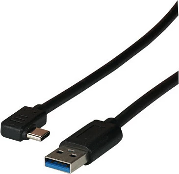 Kabllo USB EFB Elektronik USB 3.2 Gen1, USB-A në USB-C 90°, 3m, 5Gbps, 3A, e zezë