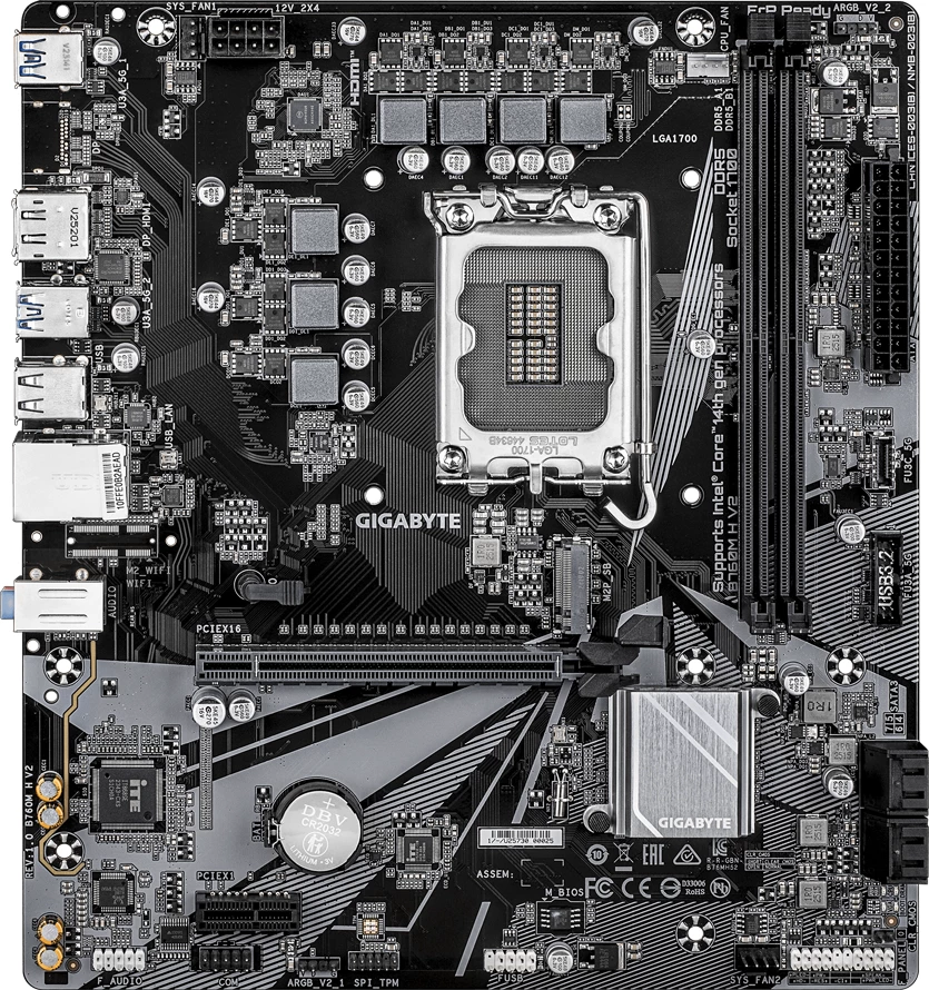 Pllakë amë GIGABYTE B760M H V2, LGA1700, 2x DDR5 deri 128GB, mATX