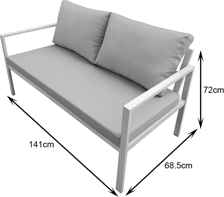 Set lounge për oborr, 4 pjesë, kornizë e bardhë, jastëkë bezhë, Gardenly