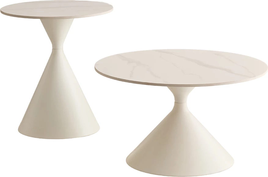 Set tavolinash kafeje ICE, 2 copë, ngjyrë e bardhë, 70x70x40cm