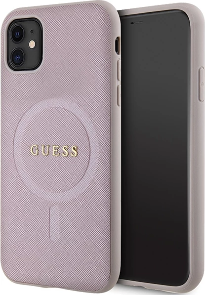 Mbështjellës Guess GUHMN61PSAHMCP për iPhone 11/XR, Saffiano MagSafe, Rozë