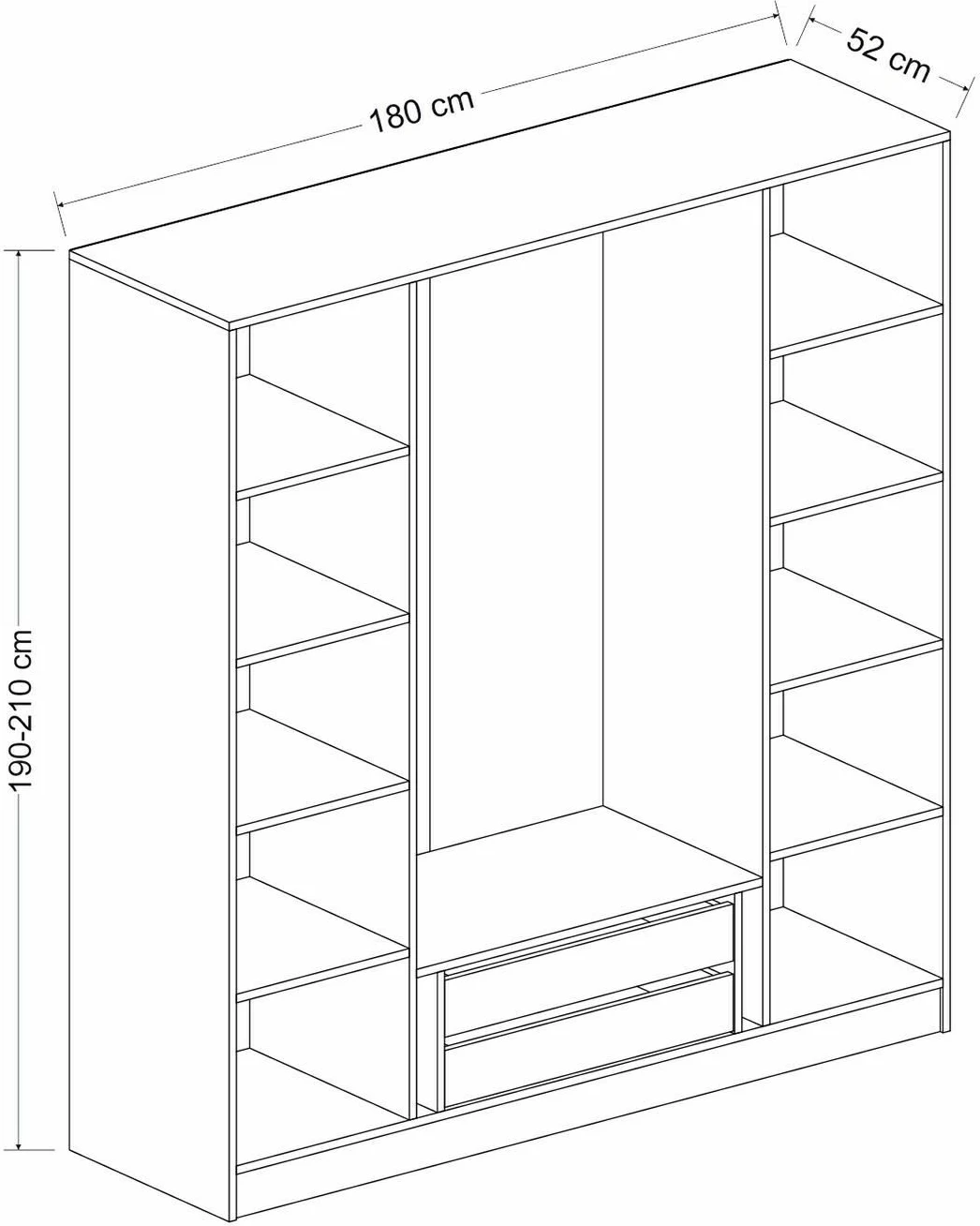 Dollap Skye Decor, ngjyrë e bardhë, Kale Mebran, 180x190x52 cm