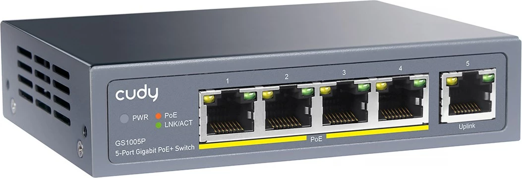 Switch Cudy GS1005P, 5-Port Gigabit PoE, Gri