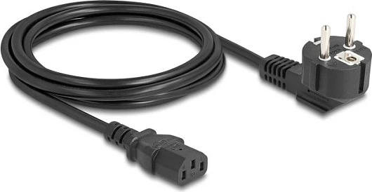 Kabllo rryme DeLOCK H05VV-F CEE 7/7 (90°) në IEC C13, 2 m, e zezë