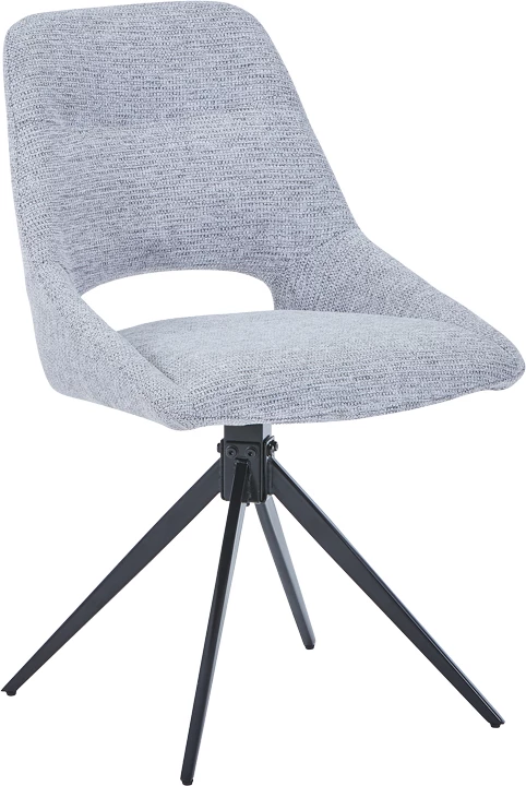 Karrige rrotulluese Luciano I, ngjyrë gri, këmbë metalike të zeza, 52.5x54x85cm