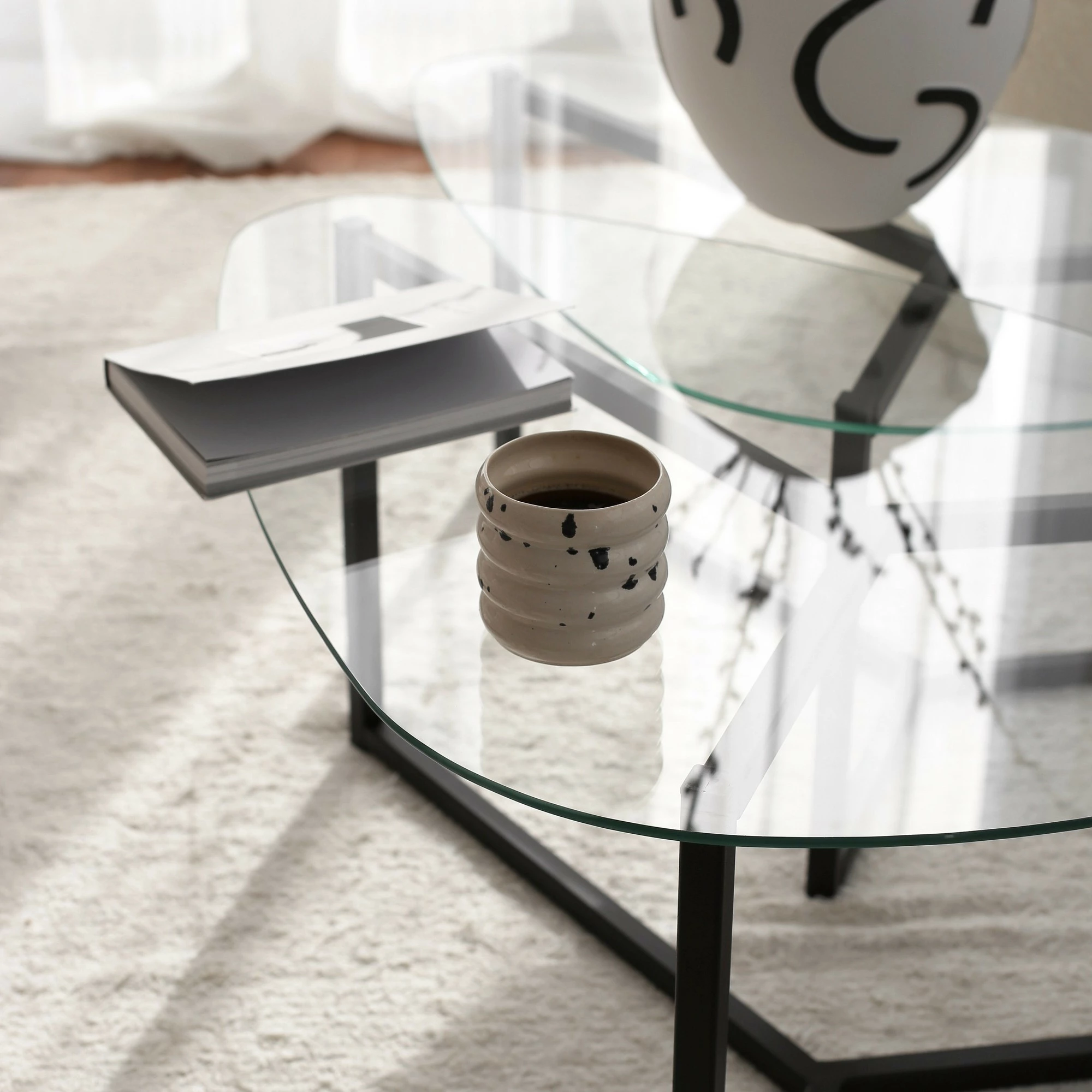 Set tavolinash kafeje Hanah Home, Bellisimo, e zezë mat