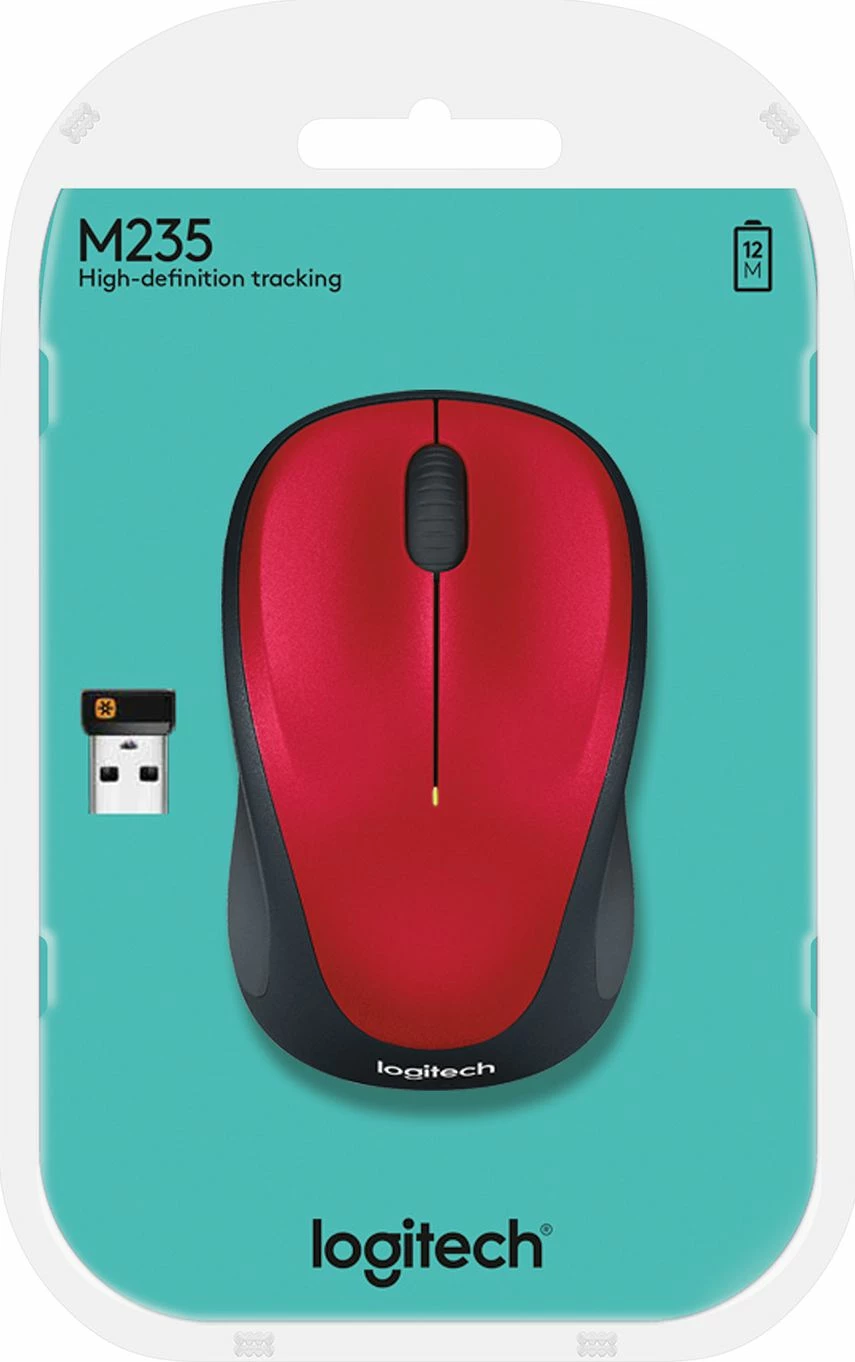 Maus Logitech M235 (910-002496/910-002497) 1000 DPI pa kabllo USB, zi/kuqe