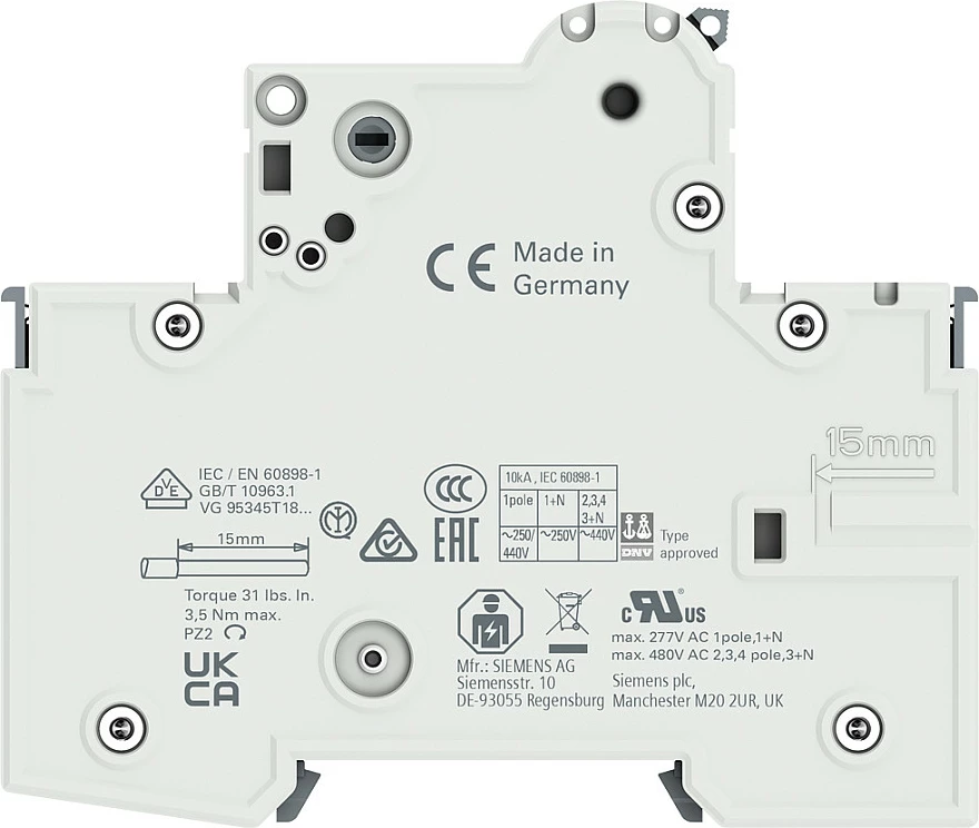 Automat Siemens 5SY4116-6, B16, 1P, 16A, 10kA, 230/400V, Gri
