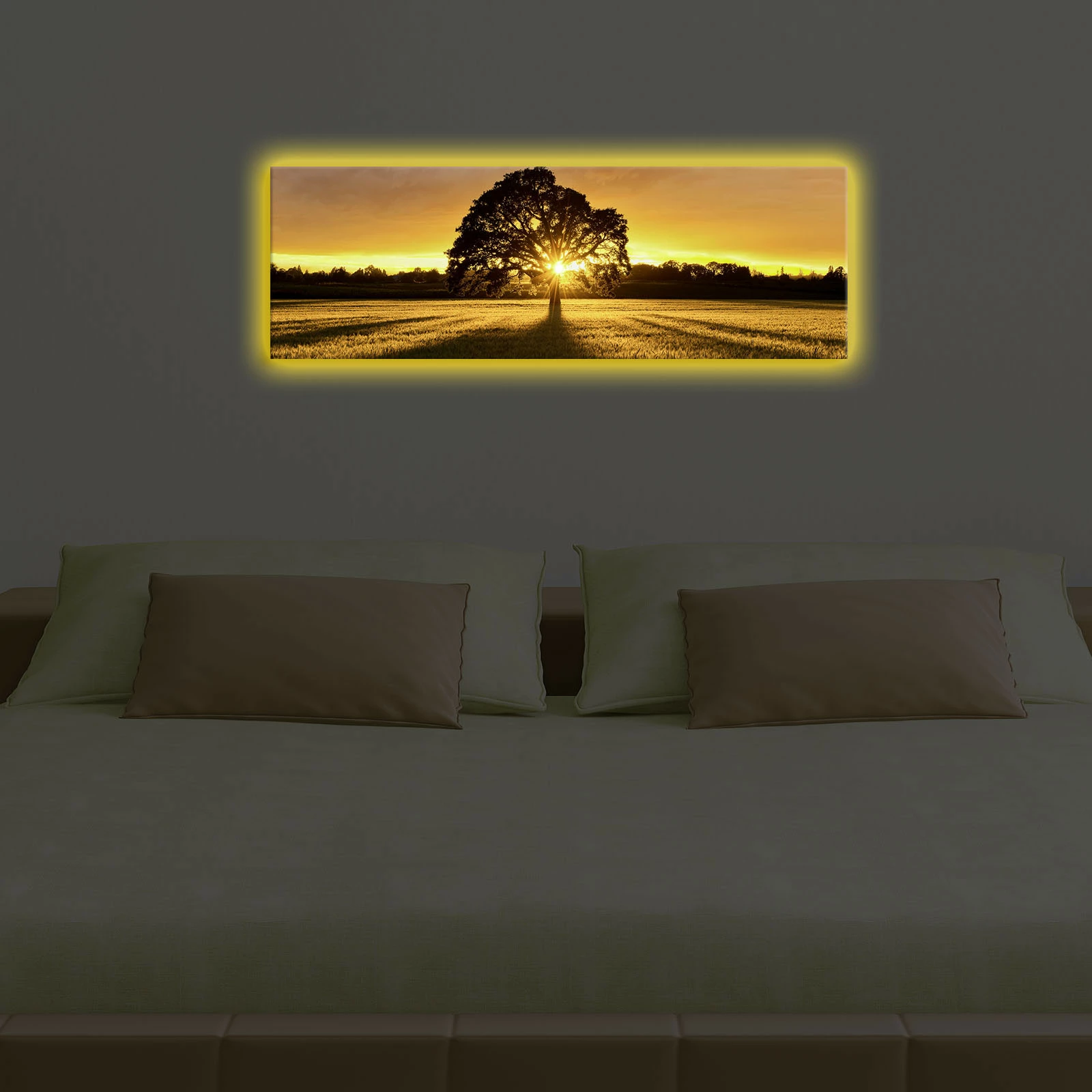 Pikturë dekorative në kanavacë me drita LED, shumëngjyrëshe, Wallity 3090DACT-68, 30x90cm