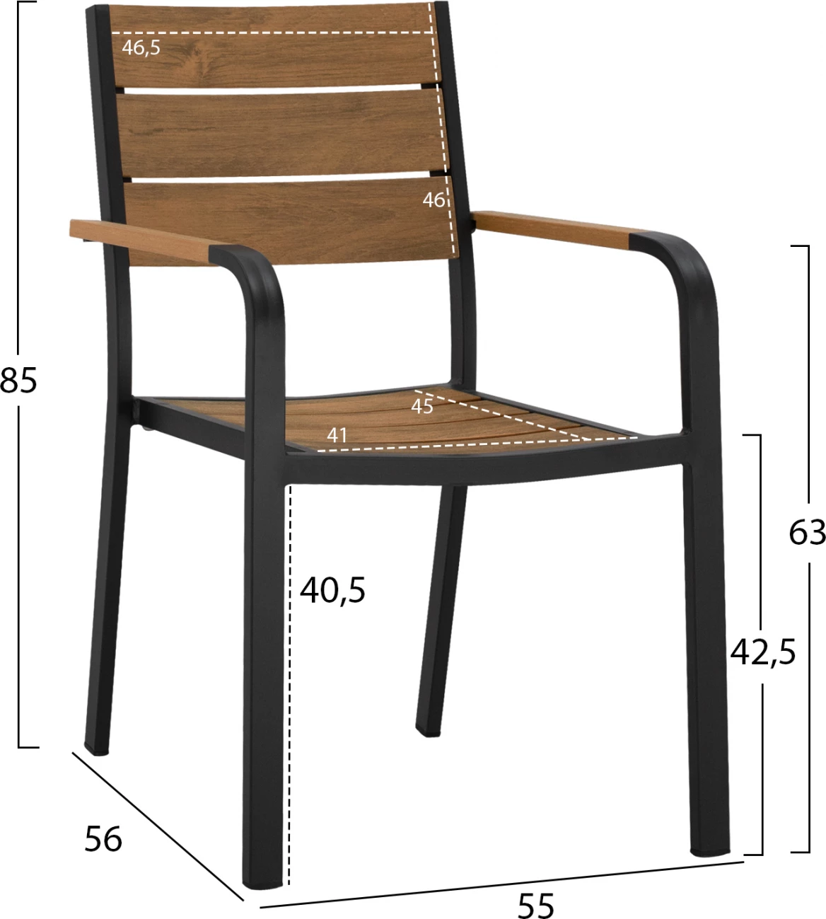 Karrige alumini gri me Polywood FH5127.02 55x56x85 cm