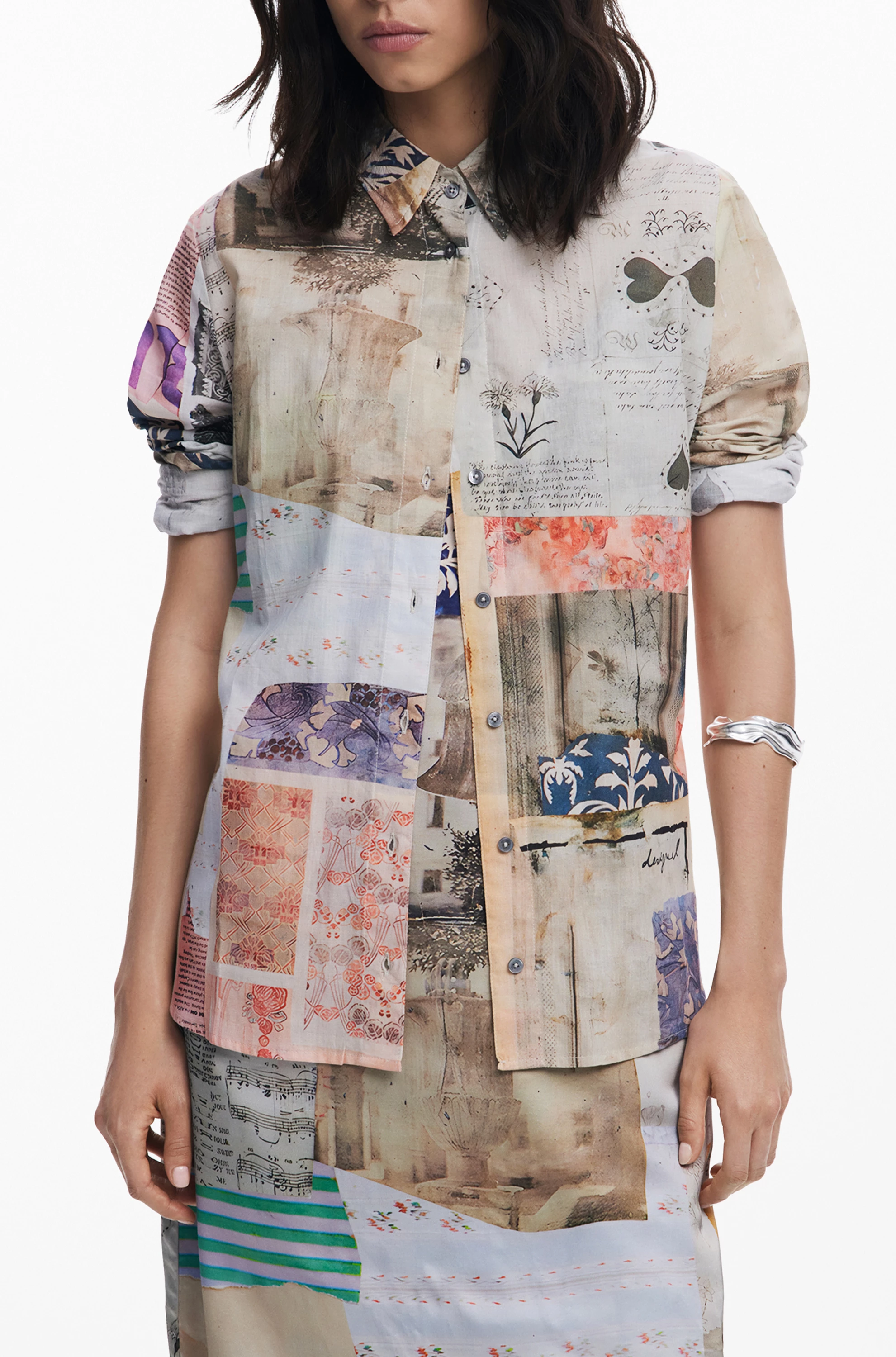 Këmishë për femra Desigual, me mëngë të gjata, beige