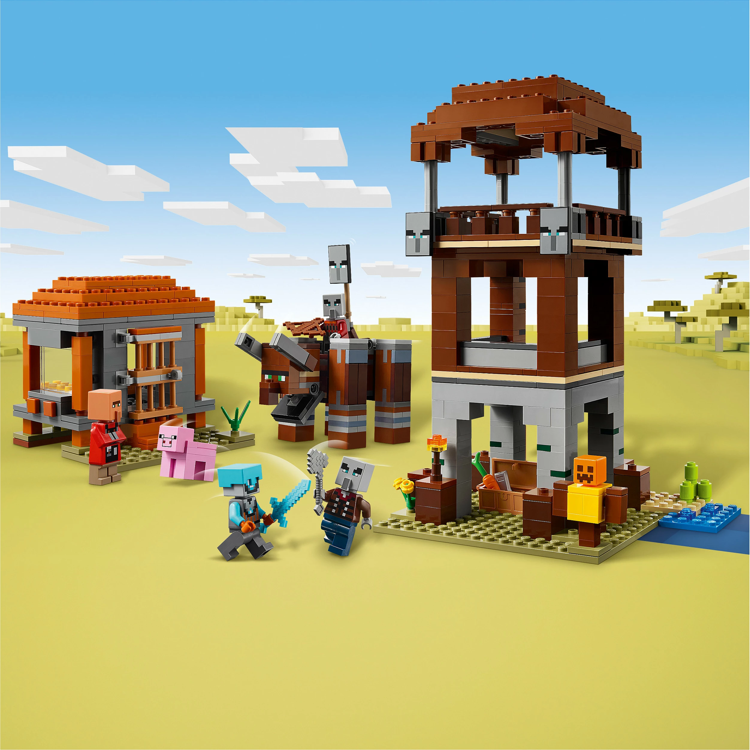 Set ndërtimi LEGO Minecraft The Pillager Outpost and Ravager 21278, 665 copë, shumëngjyrësh