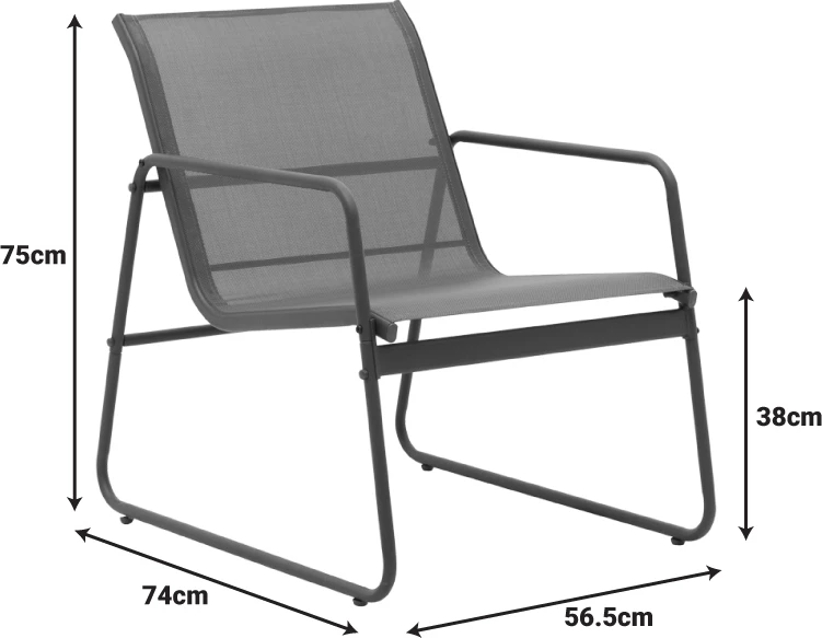 Set tavoline me karrige për terasë Veranda, tekstilene-metal, ngjyrë antracit, xham i zi