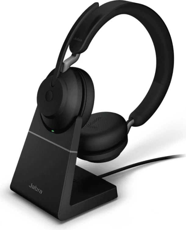 Kufje me mikrofon Jabra EV265S2 26599-999-889 me qëndrim karikimi, stereo e zezë