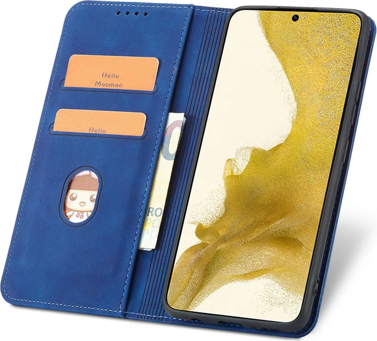 Mbështjellës Hurtel Magnet Fancy Case për Samsung Galaxy S23+, me kapak, portofol dhe qëndrim, Blu