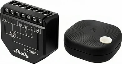 Relé smart për grila Shelly Shutter + buton Bluetooth Shelly BLU Button Tough, 1 paketë, e zezë