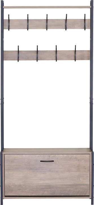 Njësi hyrëse Ventoria, ngjyrë lisi me metal të zi, 84x30x182cm