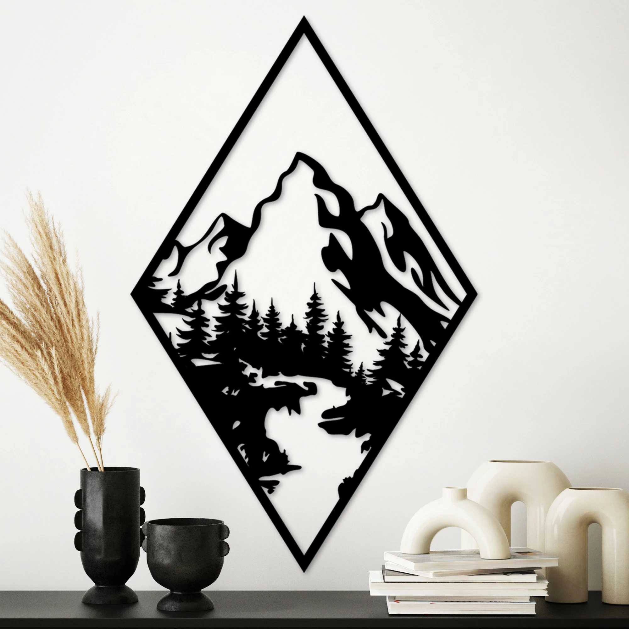 Aksesor dekorativ metalik për mur, Wallity, Montain 1