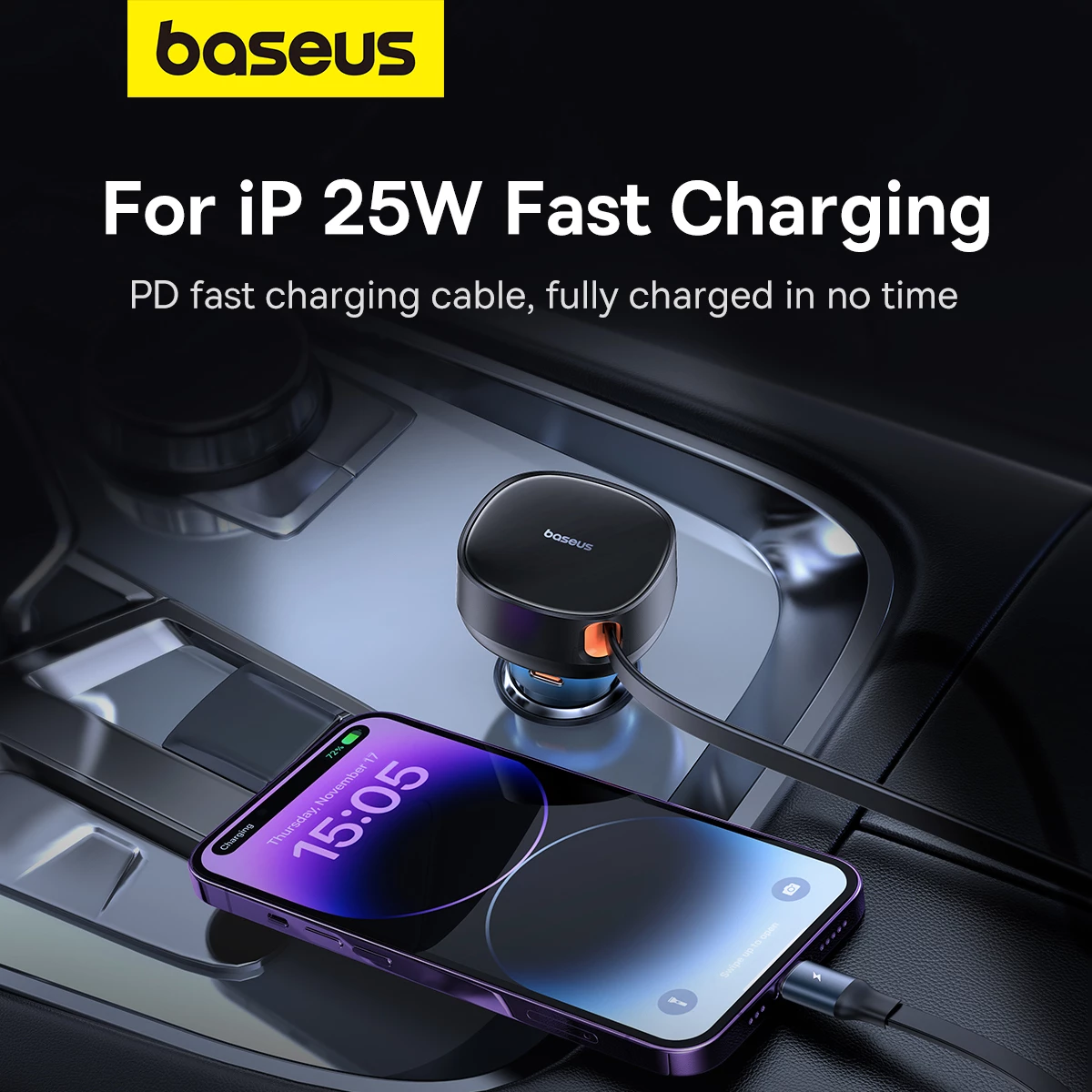 Karikues veture Baseus Enjoyment, 60W, me kabllo USB-C/Lightning, i zi