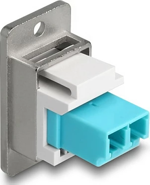 Adapter fibër optike DeLOCK 90888, LC-LC femër, panel mount, flat, aqua/silver/bardhë