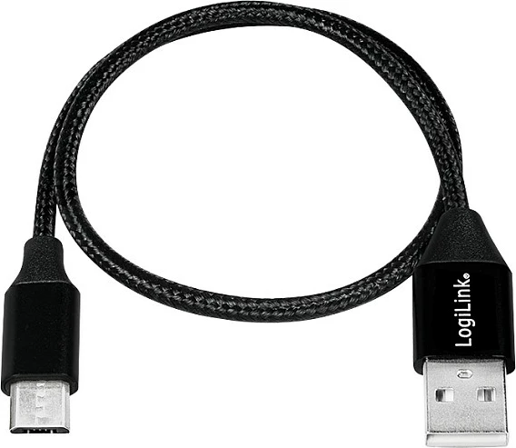 Kabllo USB LogiLink USB 2.0 në Micro-USB, 0.3m, e zezë