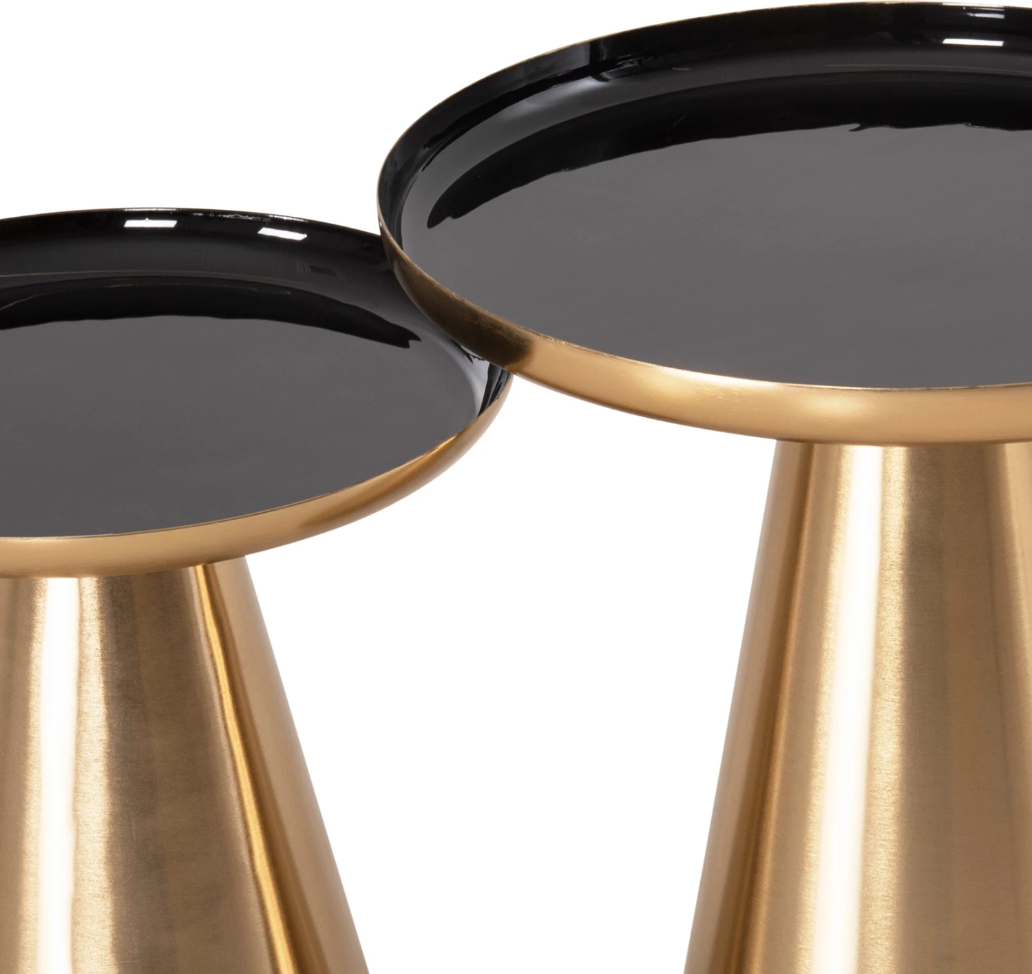 Tavolina kafeje 2 copë OLUF, metal i smaltuar, ngjyrë ari me shkëlqim & e zezë, Φ50 & Φ41 cm