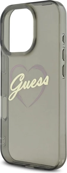 Mbështjellës Guess IML Heart për iPhone 16 Pro Max, Zi