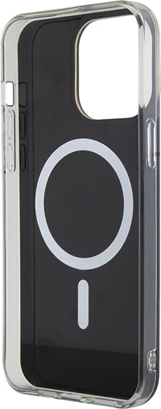 Mbështjellës Guess IML Iridescent MagSafe për iPhone 15 Pro, e zezë