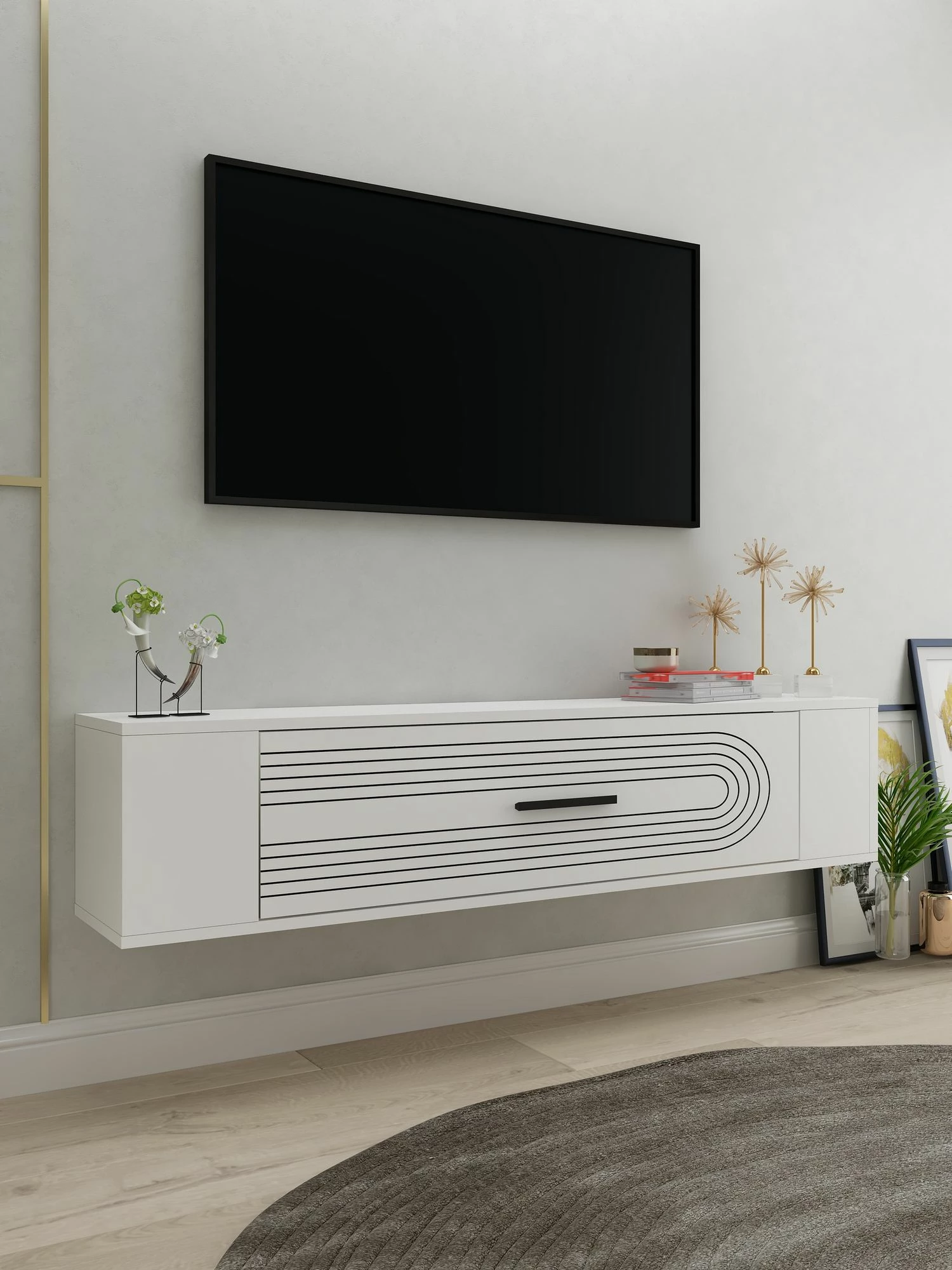 Komodë TV Skye Decor, Restol 3, e bardhë