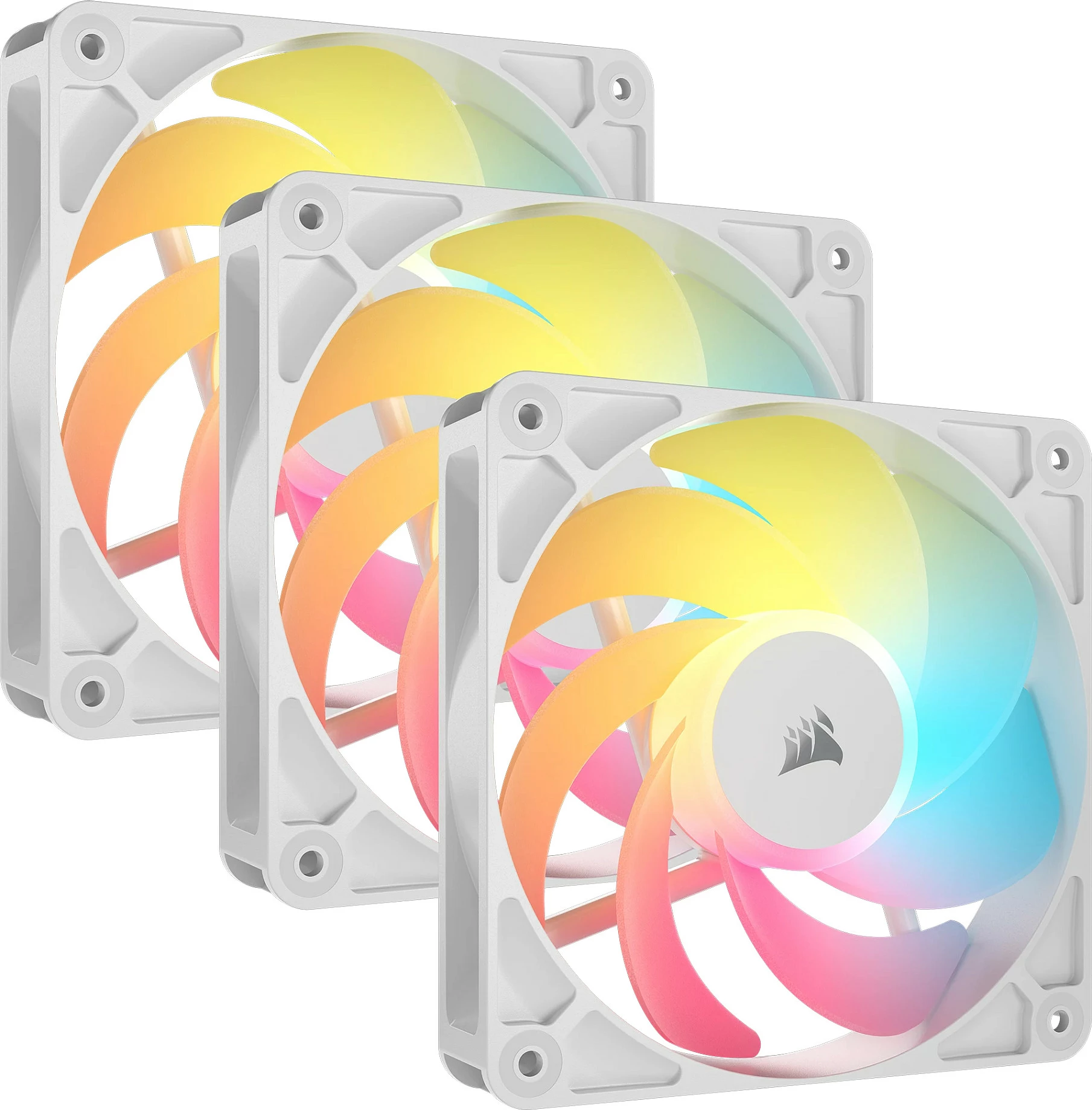 Ventilator për kasë Corsair RS120-R ARGB PWM 120mm, 3 copë, i bardhë