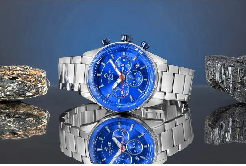 Orë dore meshkuj Giewont GW9140-B3, argjendtë/blu