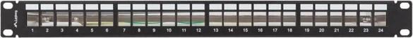 Paneli i Patchit Lanberg PPKS-0924-B, 19' 1U, FTP i ekranuar për modulat keystone, 24 porta, ngjyrë e zezë