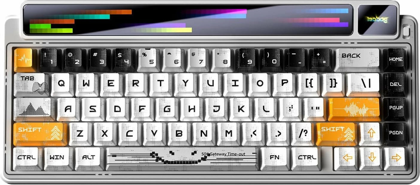 Tastierë mekanike gaming Leobog AMG65 LEAMG65-W-LF 65% RGB, hot-swap, PBT, tri-mode (USB/BT/2.4G), Switch Light Feather rozë, bardhë