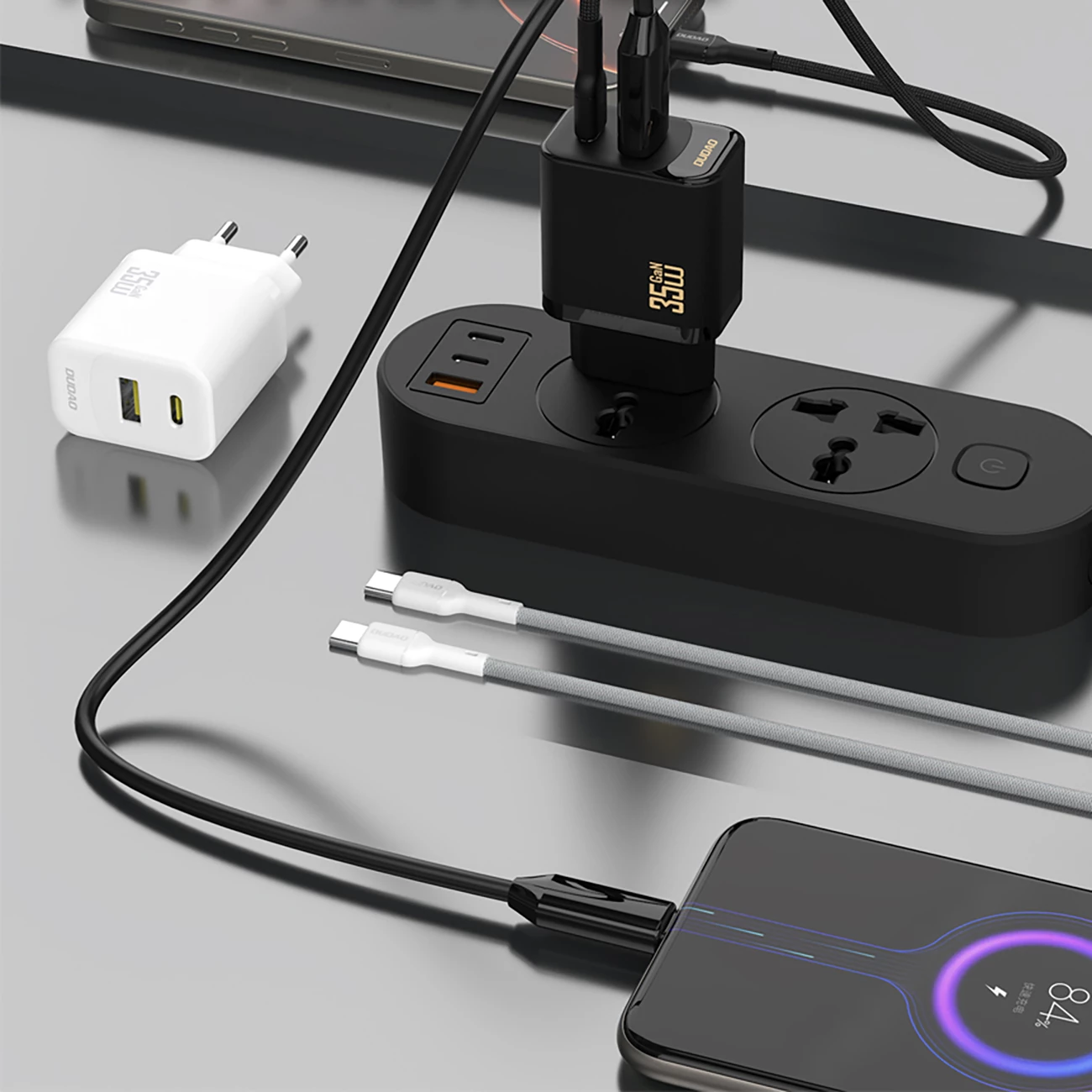 Karikues muri Dudao A27 MaxC me kabllo USB-C, 35W, Bardhë