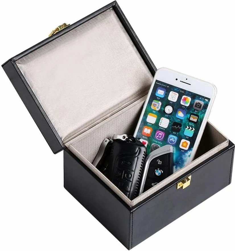 Kuti Faraday Hurtel për bllokim sinjali, për çelësa makine dhe celular, e zezë