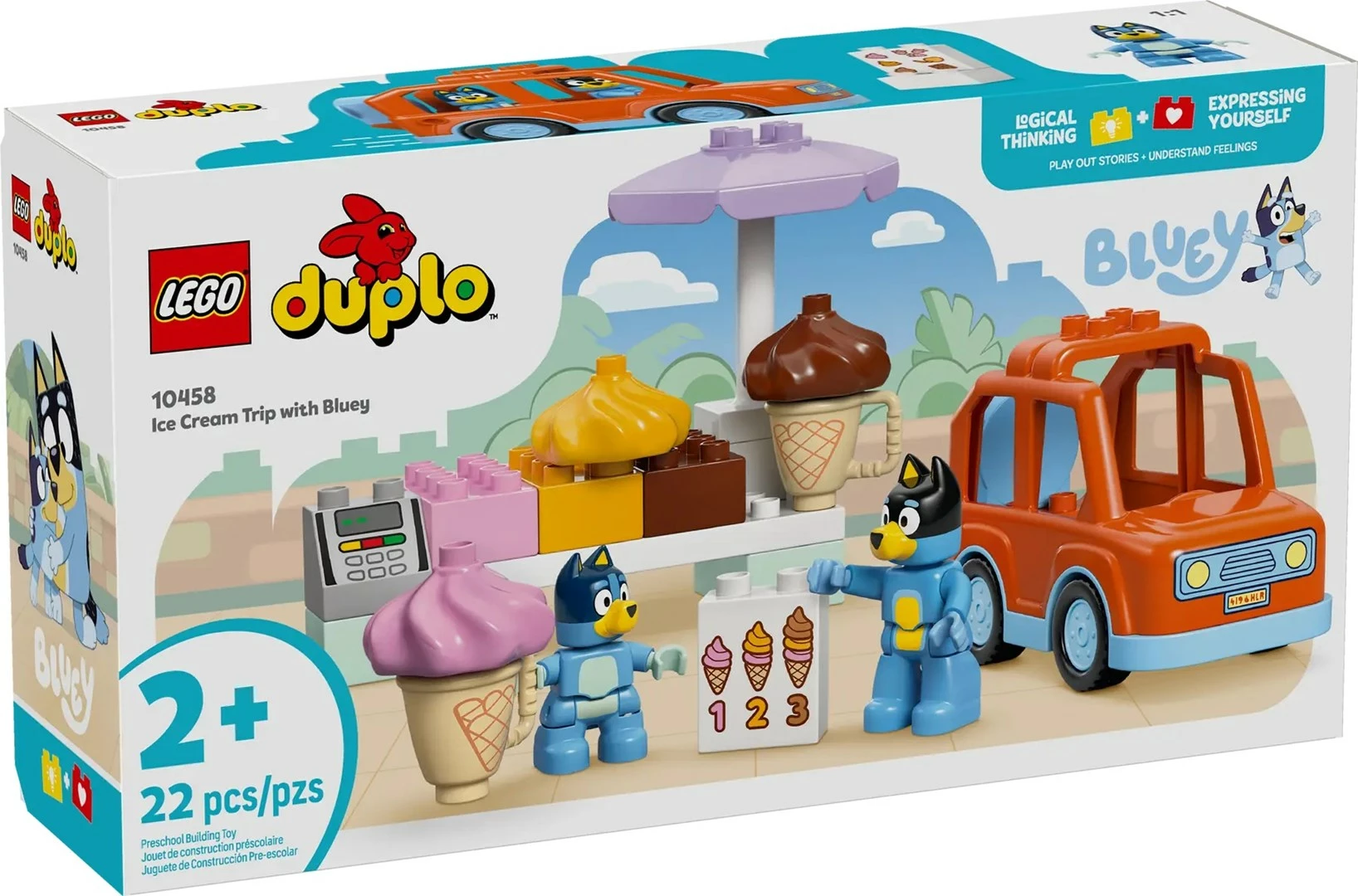 Set lodrash LEGO Duplo Bluey 10458, 22 pjesë, për fëmijë 2+ vjeç
