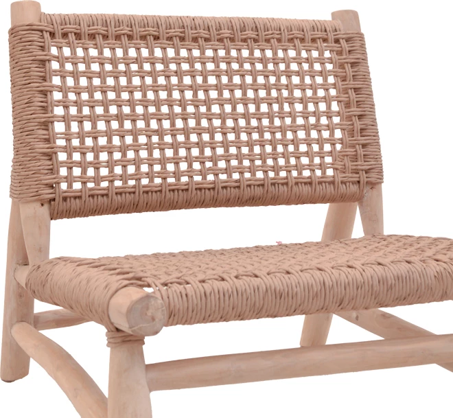 Karrige Wanderlene, ngjyrë natyrale, dru teak dhe litar, 67x79x68cm