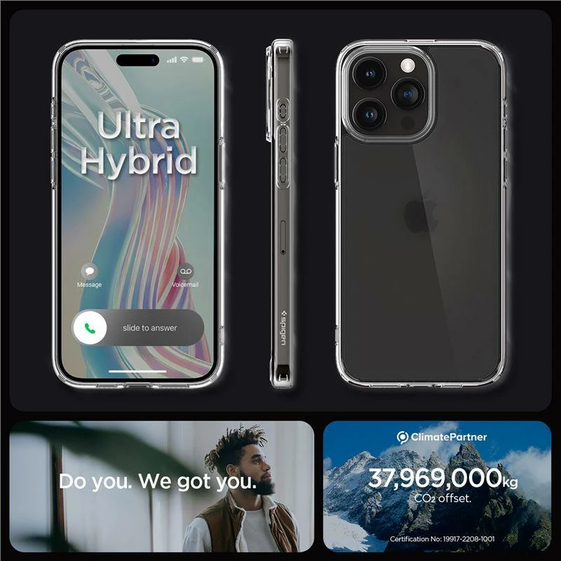 Mbështjellës Spigen Ultra Hybrid për iPhone 15 Pro Max, frost clear