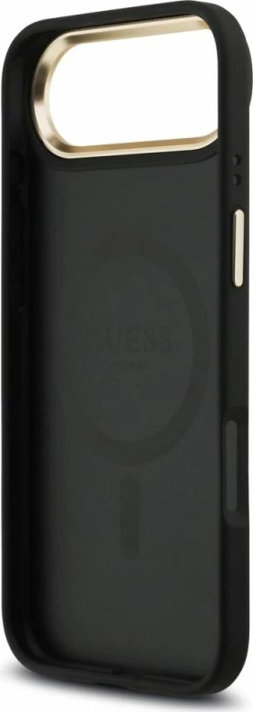 Mbrojtëse telefoni Guess 4G Strass Logo & Big Strap Metal Buttons MagSafe, e zezë