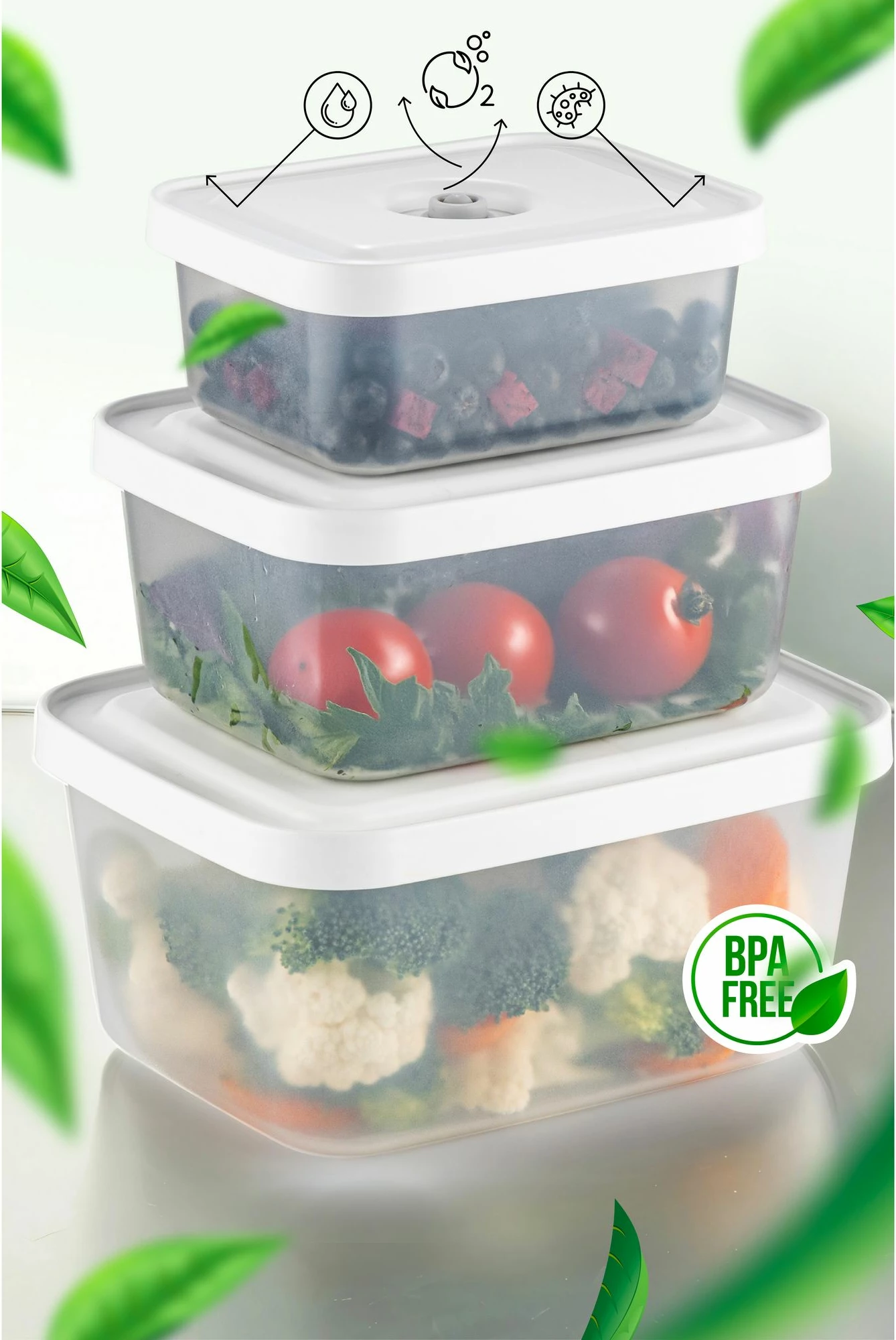 Set kuti dhe qese për ruajtje ushqimi, 13 copë, Hermia, VCC-13-PMP, transparente